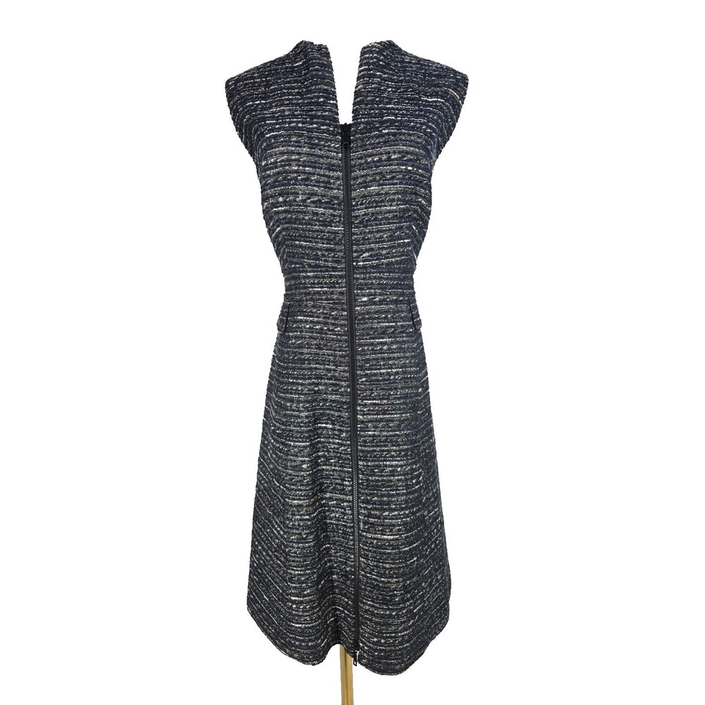 Lafayette 148 New York Dress Womens 10 Tweed Navy Blue